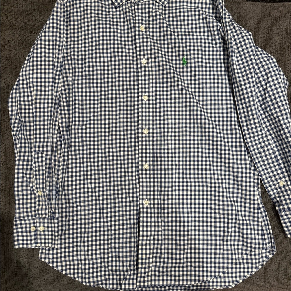 Ralph Lauren Men's Gingham Button-Down Shirt in Blue and White